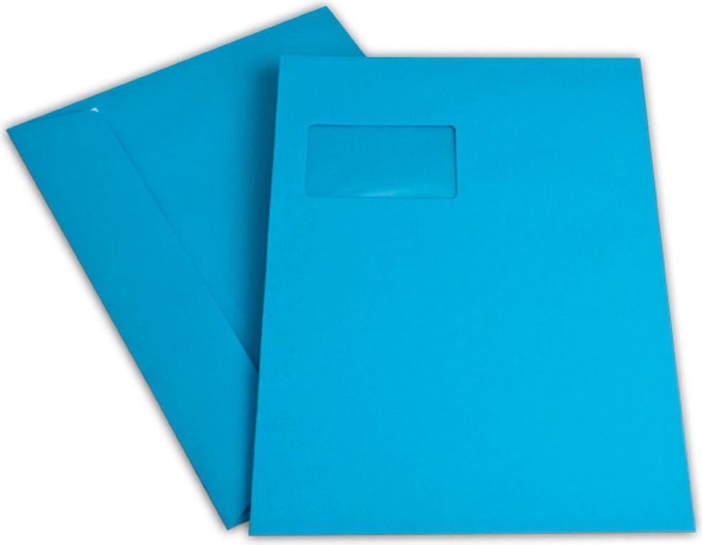 Versandtaschen C4 Elco Office Color, 229x324mm, Fenster, farbig, Haftklebung, Pack
250 Stück, blau