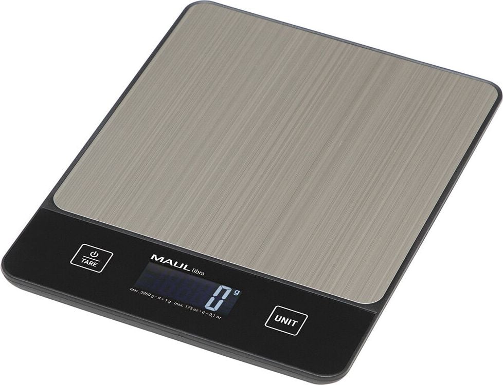 Briefwaage Maul MAULlibra 1657090, bis 5000g, Batteriebetrieb,
schwarz/gebürsteter Edelstahl