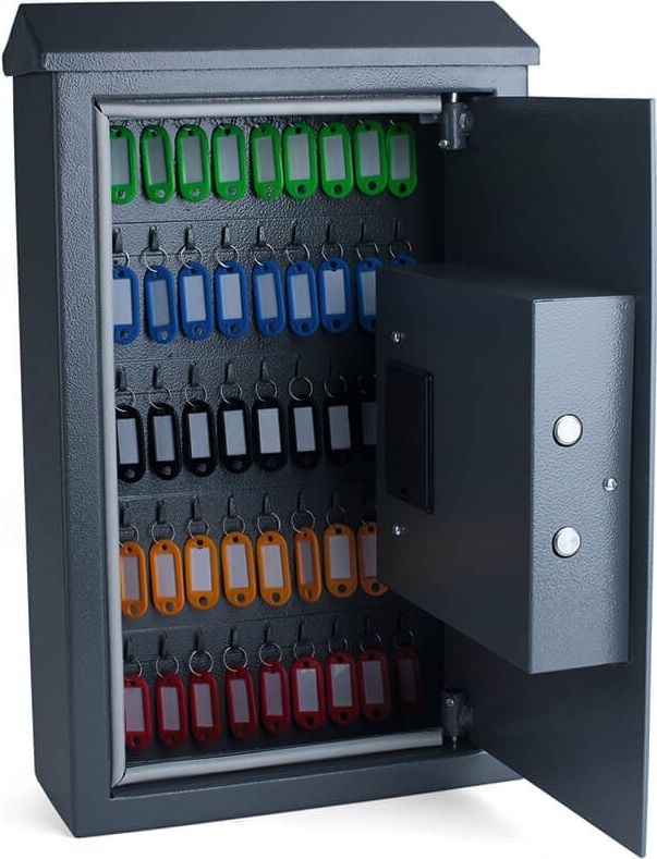 Schlüsseltresor pavo high security Outdoor 8009022, für 50 Schlüssel, Elektronik-Zahlenschloss,
Stahl, dunkelgrau
