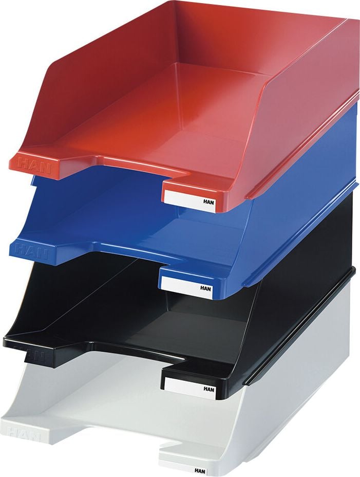 Ablagekorb HAN KLASSIK XXL 1047, A4, 10,5cm hoch, Polystyrol (PS), farbig, schwarz