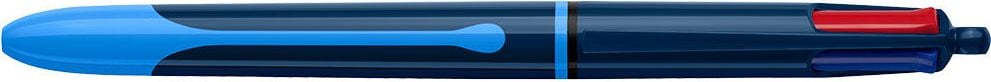Vierfarbkugelschreiber BIC 4 Colours Smooth 524095, Schreibfarben: blau, schwarz, grün und rot, nachfüllbar, Schaft: dunkel-/hellblau, Pack 12 Stück