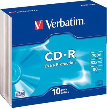 CD-R Verbatim Extra Protection 43415, 700MB, 80 Min., 52-fach, Pack
10 Stück/Slimcase