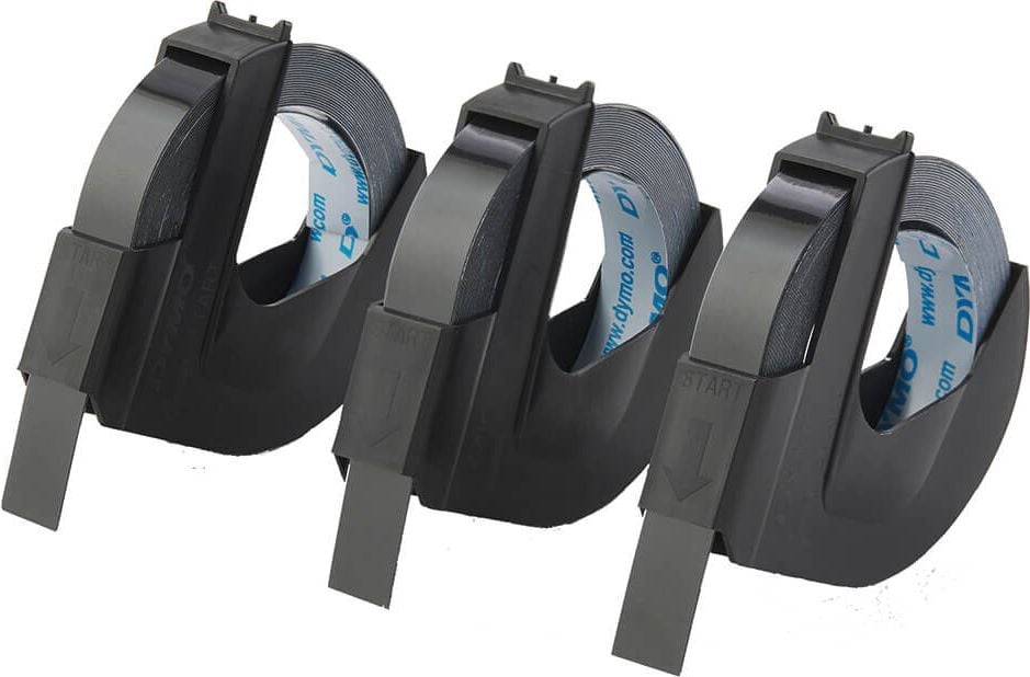 Prägeband Dymo S0847730, schwarz, 9mm/3m, 3D, Kunststoff, Pack 3 Stück