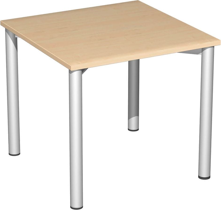 Schreibtisch Geramöbel 4 Fuß Flex S-550101, 80x72x80cm (BxHxT), quadratisch, 4-Fuß silber, ahorn