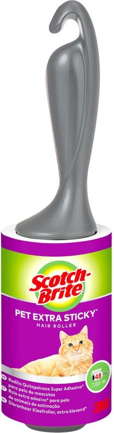 Fusselrolle Scotch-Brite Pet Extra Sticky, Roller für Tierhaare, ergonomischer Griff,
48 Blatt