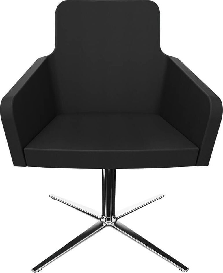 Besuchersessel Wagner W-Cube 1, Armlehnen, Fußkreuz und Gestell Alu flach
poliert, Fußgleiter für Teppich, Stoffbezug
schwarz