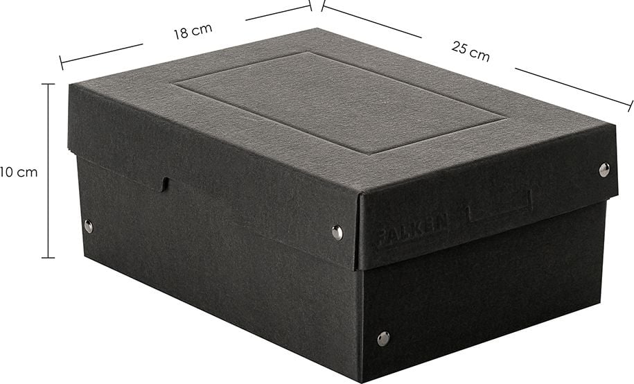 Aufbewahrungsboxen Falken PureBox 22001720, 4,5 Liter, für DIN A5, Außenmaße: 250x180x100mm (BxTxH), Deckel, schwarz, schwarz