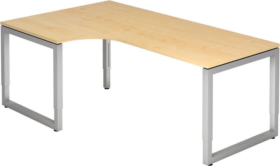 Winkelschreibtisch Hammerbacher RS82, 200x120cm (BxT), 65-85cm Höhe, 90 Grad
Winkel, O-Fußgestell eckig, ahorn