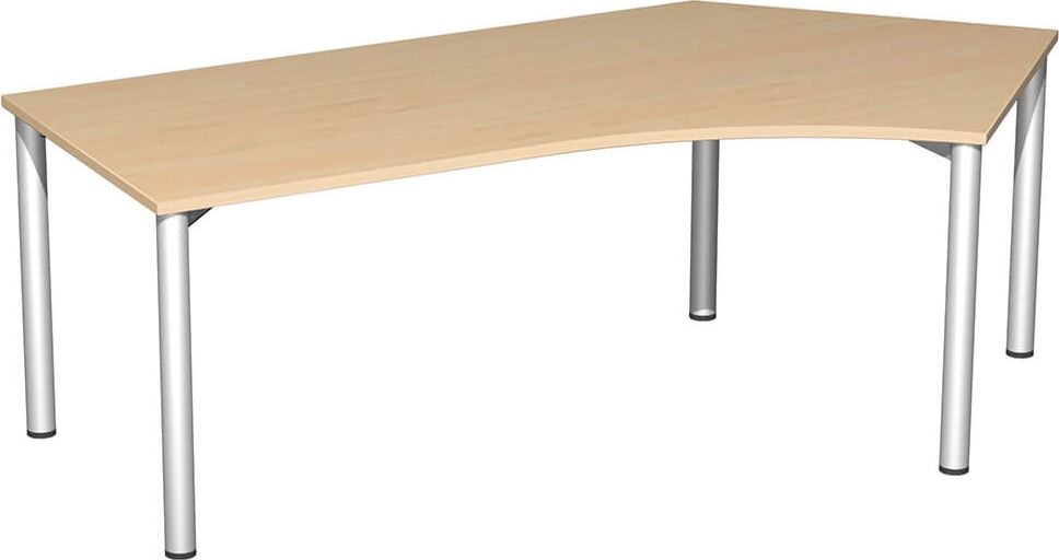 Winkelschreibtisch Geramöbel 4 Fuß Flex S-550316, 216,6x72x113cm (BxHxT), 135 Grad Winkel
rechts, 5-Fuß silber, ahorn