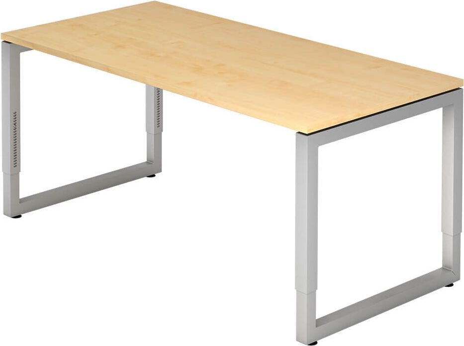Schreibtisch Hammerbacher RS16, 160x80cm (BxT), 65-85cm Höhe, rechteckig,
O-Fußgestell eckig, ahorn