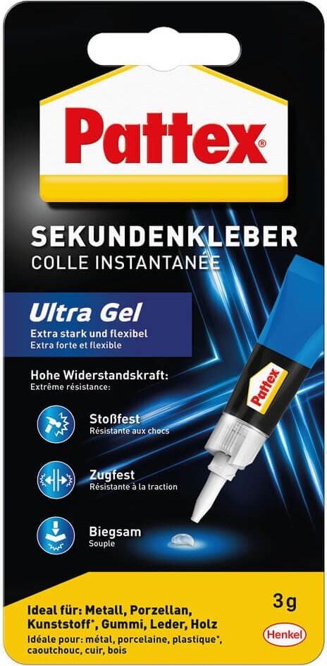 Klebstoff Pattex Sekundenkleber Ultra Gel WA98, Tube 3g, lösungsmittelfrei