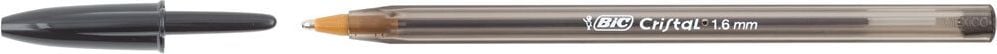Kugelschreiber BIC Cristal Large, Breitstrich 0,6mm, Einweg, Kappe mit Clip in
Minenfarbe, transparenter Schaft, schwarz