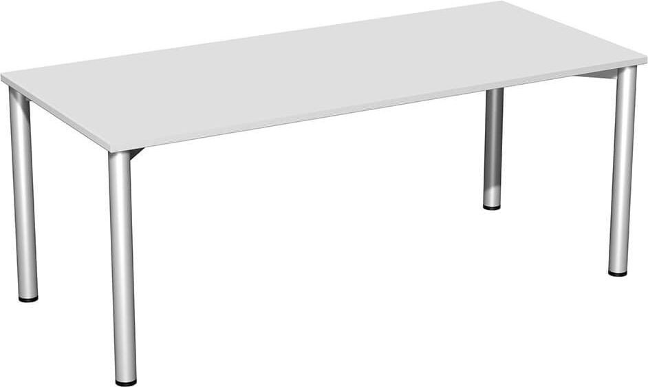 Konferenztische Geramöbel Rundrohrfuß S-710126, 180x72x80cm (BxHxT), rechteckig, 4-Fuß silber, hellgrau