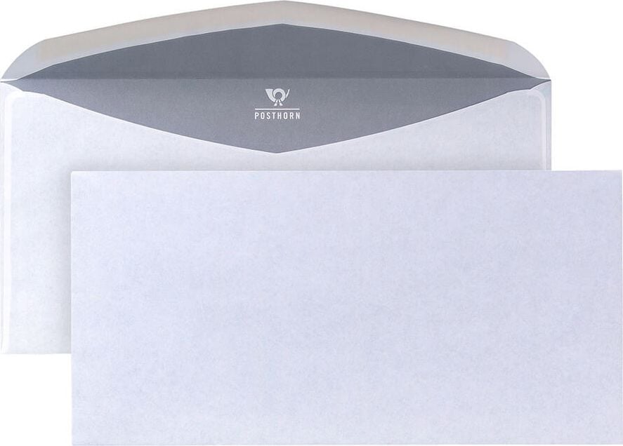 Briefumschläge DIN-lang, 110x220mm, weiß, gummiert, Pack 1000 Stück