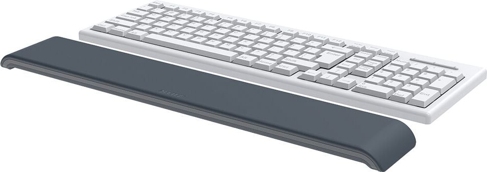 Handgelenkauflage Leitz Ergo 65230089, 437x22x71mm, für Tastaturen, Schaumfüllung, höhenverstellbar, Stoffoberfläche, dunkelgrau, grau