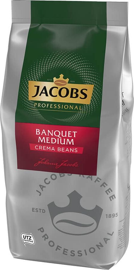 Kaffee Jacobs Banquet Medium Cafe Crema, ganze Bohnen, ungemahlen, 1 kg, Intensität 7/12