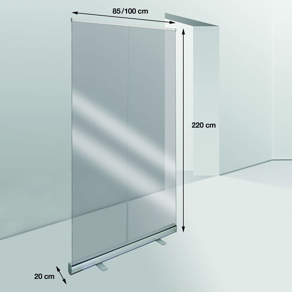 Hygiene-Schutzscheibe Eichner Roll-Up Schutzbanner 9127100, mobil, 100 x 220 cm (B x H), PET-Folie