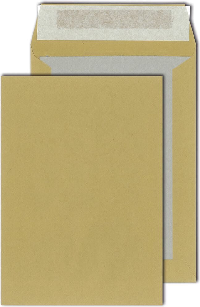 Papprückwand-Versandtaschen B5, 176x250mm, braun 90 g/m², Haftklebung,
Pack 250 Stück