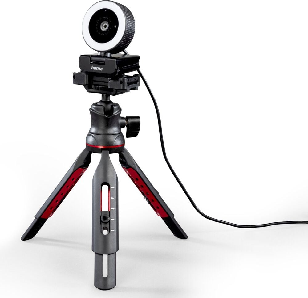 Webcam Hama C-850 Pro 00139989, für Videokonferenzen, 1440p QHD-Auflösung, Ringlicht, 30 Bilder pro Sekunde, integriertes Stereo-Mikrofon, 90 Grad Sichtfeld, schwarz