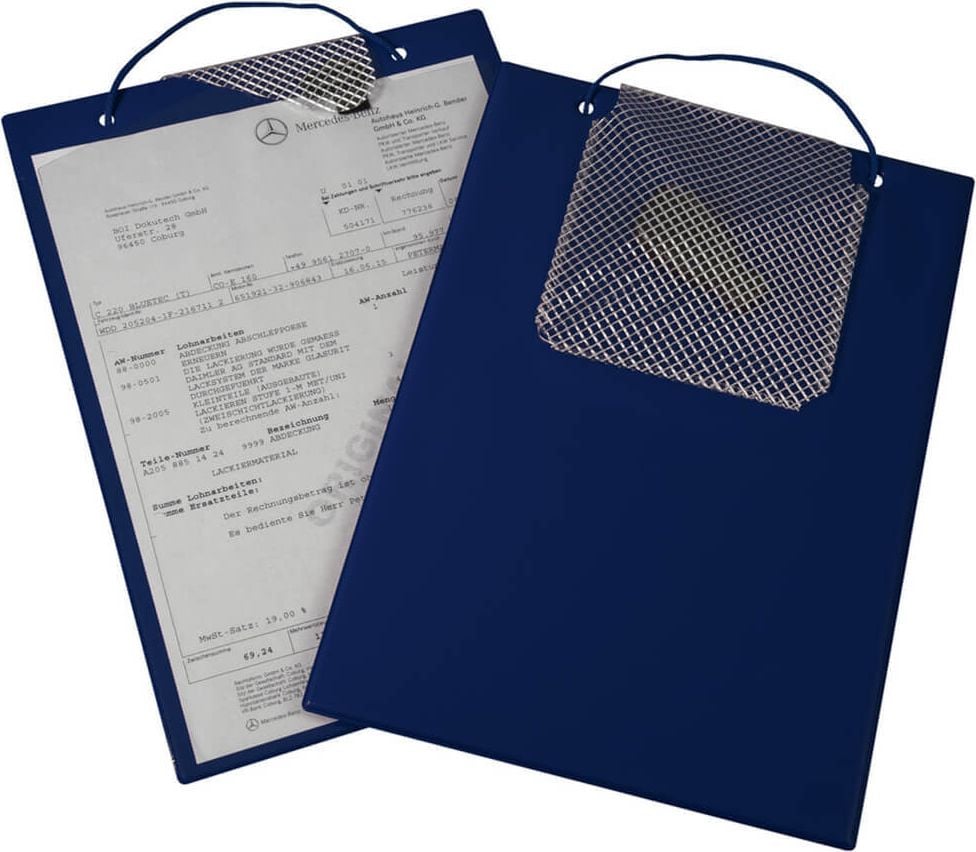 Auftragstasche Eichner Plus, A4, Dokumentenfach mit Einreißschutz,
Schlüsselfach mit Klettverschluss,
Hängekordel, farbig, blau