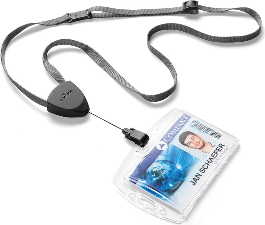 Ausweiskartenhalter Durable Flex 8309, Textilband mit Jojo, schwarz, Pack 10 Stück