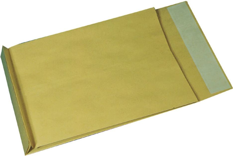 Faltentaschen B4, 250x353x38mm Falte, Haftklebung, RC braun,
Pack 10 Stück