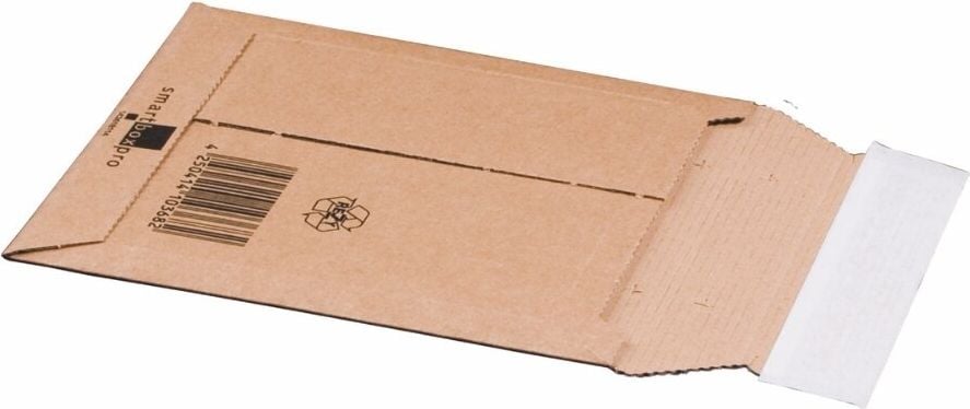 Wellpappe-Versandtaschen Smartbox Pro 210100125, für CDs, Innenmaße: 145x190x25mm (LxBxH), variable Höhe, selbstklebend, mit Aufreißfaden, braun, Pack 25 Stück