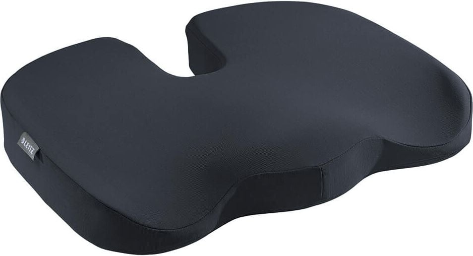 Sitzkissen Leitz Ergo Cosy 5284, 45,5x35,5x7,5cm (BxTxH), belastbar 60-100 kg, , orthopädisches Schaumstoffkissen, farbiger Bezug Polyester/Elastan, grau