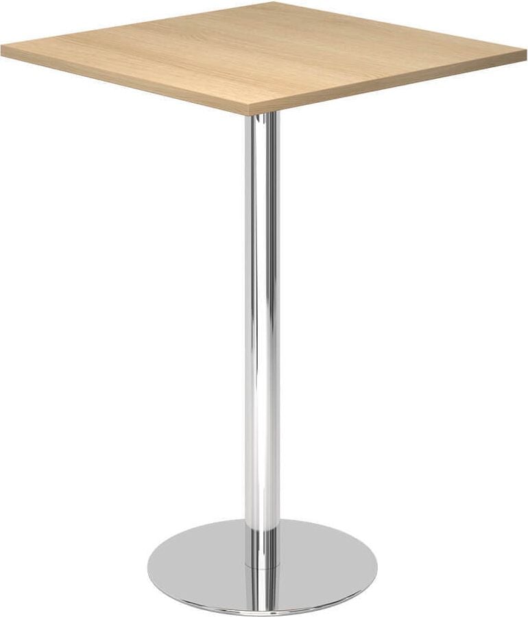 Stehtisch Hammerbacher STH88/x/C, 80x80cm (BxT), 111,6cm Höhe, Standfuß chrom, eiche