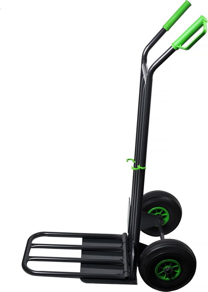 Transportkarre pavo Schwerlastkarre 8037469, 52x42cm Schaufelfläche, zusammenklappbar, bis 250kg, Luft-Reifen, schwarz/grün