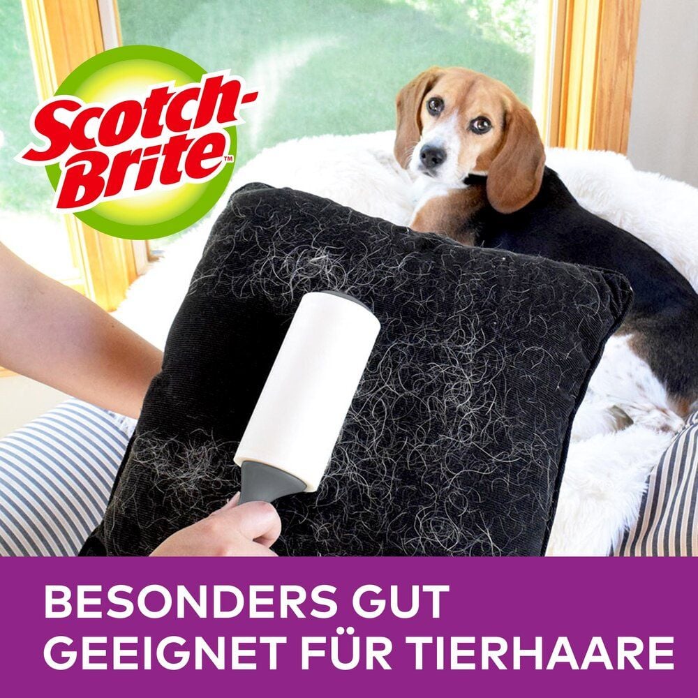 Fusselrolle Scotch-Brite Pet Extra Sticky, Roller für Tierhaare, ergonomischer Griff,
48 Blatt