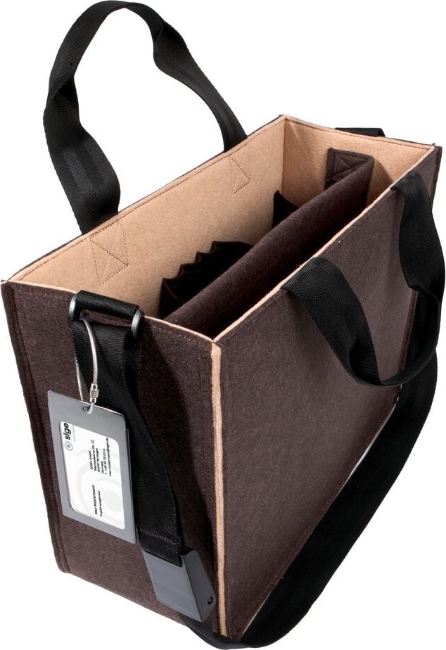 Aufbewahrungstasche Sigel Desk Sharing Bag Bicolor M BA422, für Laptops bis 15,4 Zoll, 100% recycelter PET-Filz, 2 Fächer, 5 separate Einsteckfächer, braun/beige