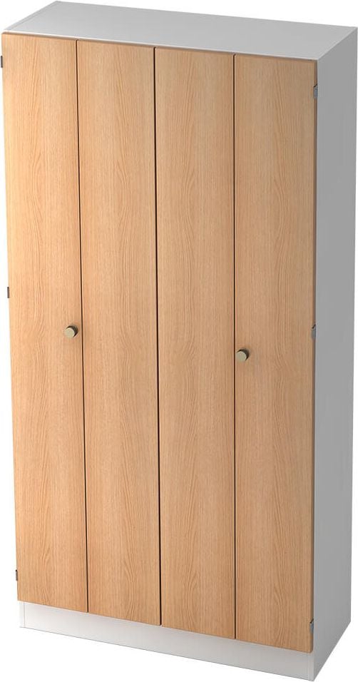 Aktenschrank Hammerbacher Solid 6900, 100x200,4x42cm (BxHxT), 2
Falttüren, Griffknauf, weiß/eiche