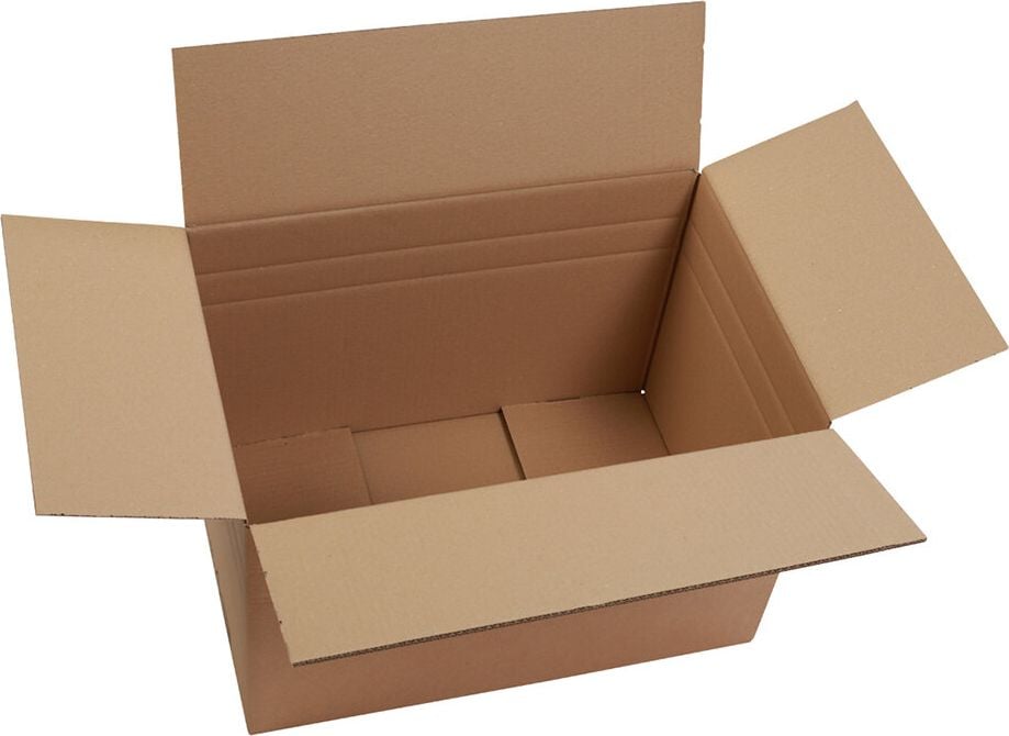 Versandkarton FEFCO 0201 KWP2-012, 586x386x372mm (LxBxH), braun, zwei
Höhenriller, Pack 20 Stück