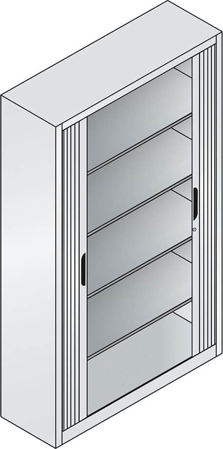 Aktenschrank CP Omnispace 3203-00, 120x198x42cm (BxHxT), 2 Querrollläden,
4 Fachböden, 5 Ordnerhöhen, anthrazit
