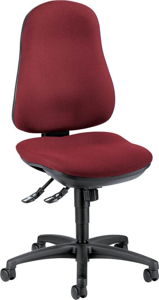 Bürodrehstuhl Deskin COMFORT I, Fußkreuz schwarz, ohne Armlehnen, Teppichbodenrollen, bordeauxrot