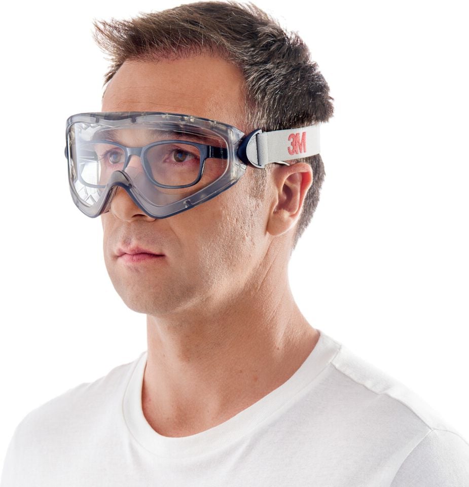 Schutzbrille 3M 2890C1, kratzfest, UV-Schutz, beschlagfrei, klare Polycabonatscheiben,
weiche Polster am Nasensteg, grau