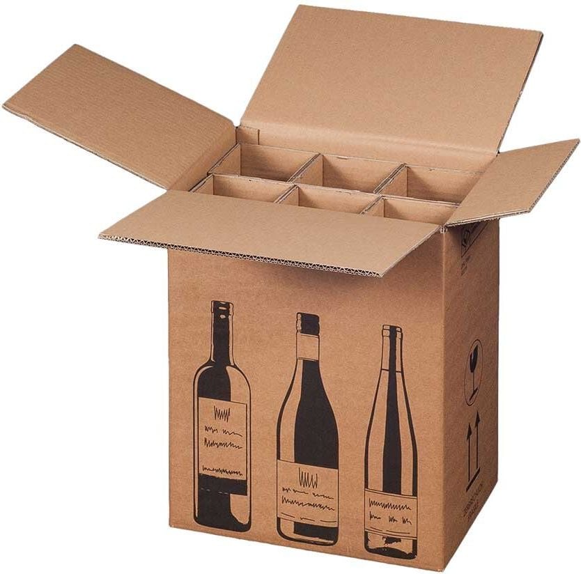 Flaschenverpackung Smartbox Pro 222103005, für 6 Flaschen, Innenmaße: 305x212x368mm, PTZ-/UPS-zertifiziert, Wellpappe, braun, Pack 15 Stück
