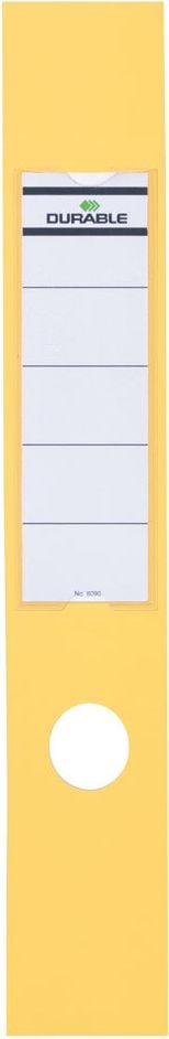 Rückenschilder Durable Ordofix 8090, breit/lang, mit Einsteckschild, Pack 10 Stück, gelb