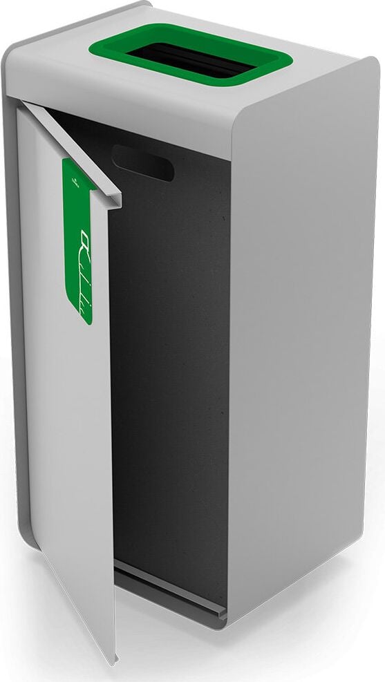Abfallsammler Durable DURASORT 55L Glas 3214, 55 Liter, Stahl, Innenbehälter Kunststoff, rechteckig, Behälter grau, Einwurfring grün