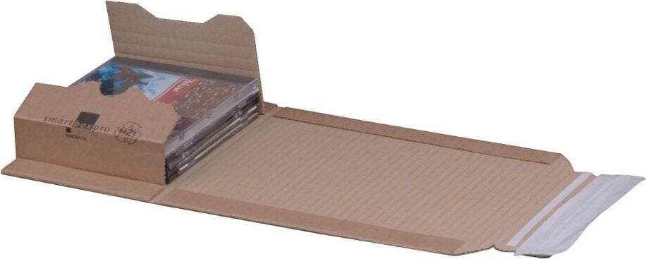 Versandverpackung Smartbox Pro 211101125, CDs, Innenmaße: 147x129x55mm (LxBxH),
variable Füllhöhe, Aufreißfaden, braun, Pack
25 Stück