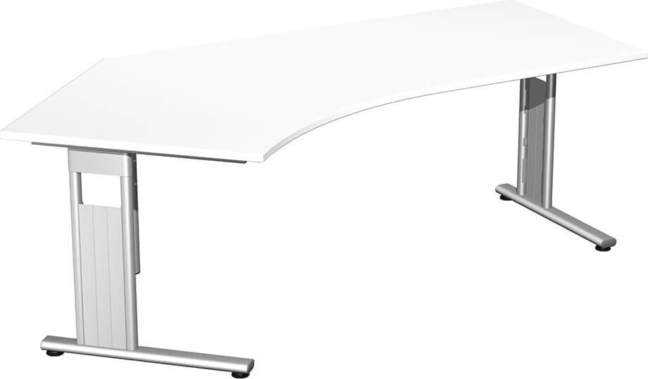 Winkelschreibtisch Geramöbel C Fuß Flex S-618315, 216,6x72x113cm (BxHxT), 135 Grad Winkel
links, C-Fuß silber, weiß