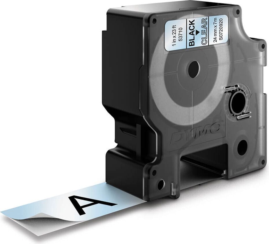 Schriftbänder Dymo D1 53710/S0720920, schwarz auf transparent, 24mm/7m