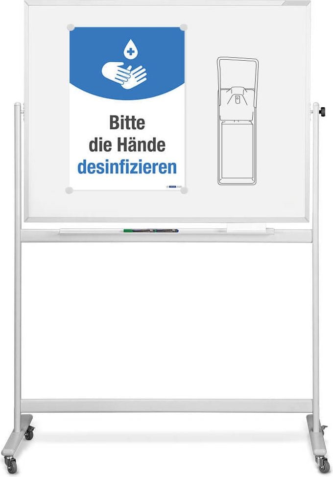 Whiteboard Magnetoplan CC mobil 1240990, 100x200cm, emailliert, trocken abwischbar,
Stativ-Drehtafel