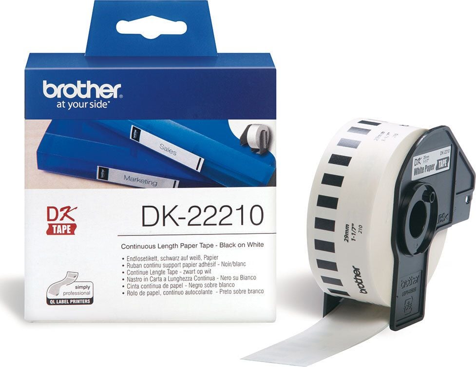 Rollen-Endlosetiketten Brother DK-22210, 29mm x 30,48m, weiß
