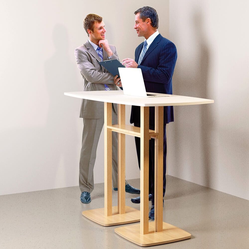 Stehtisch Paperflow Woody TRD114.10, 114x75cm (BxT), 110cm Höhe, rechteckig,
Tischsäule Massivholz, weiß