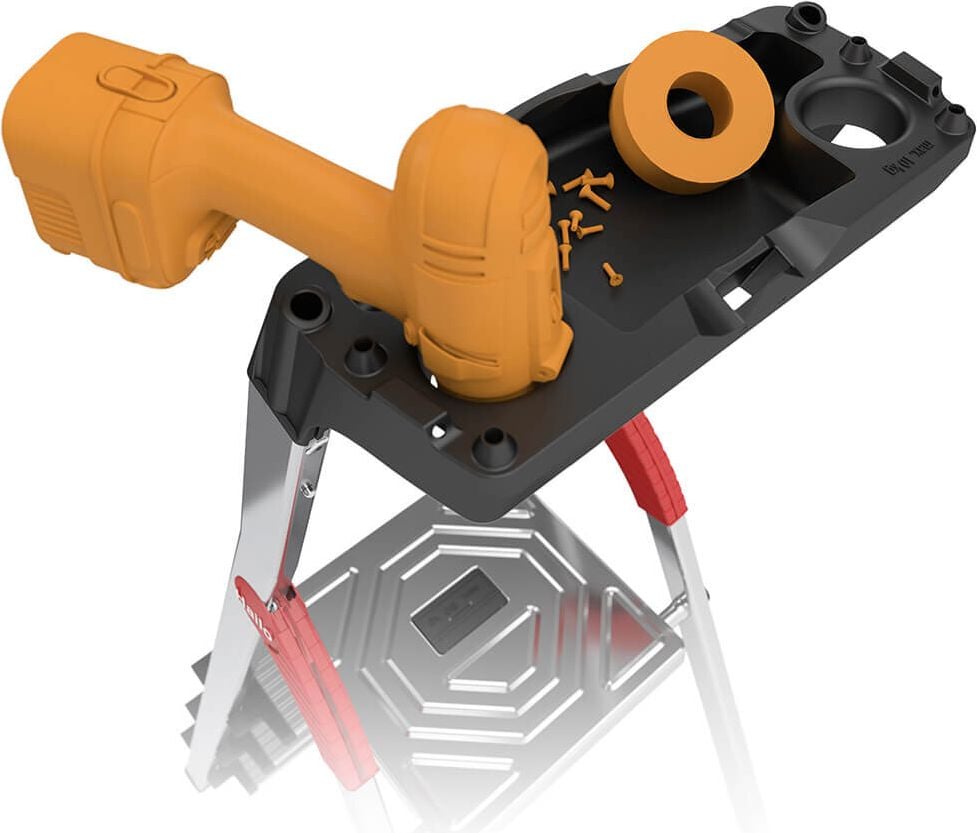 Stehleiter Hailo StandardLine L60 8160-407, Sicherheits-Stufenstehleiter, 4 Stufen,
belastbar bis 150 kg, Multifunktions-
Ablageschalensystem