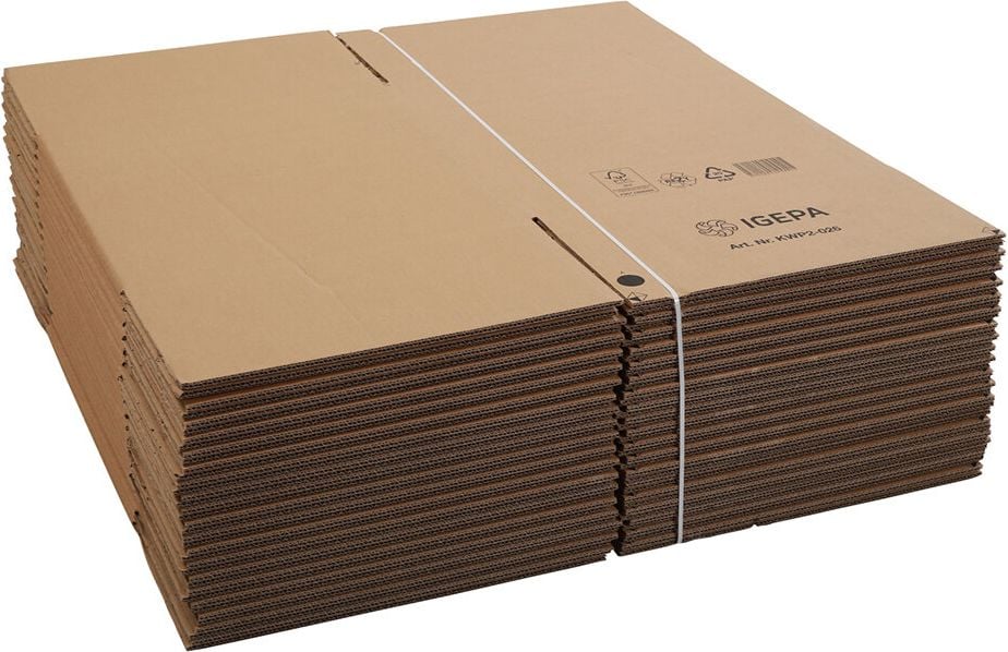 Versandkarton FEFCO 0201 KWP2-026, 400x400x400mm (LxBxH), braun, zwei
Höhenriller, Pack 20 Stück