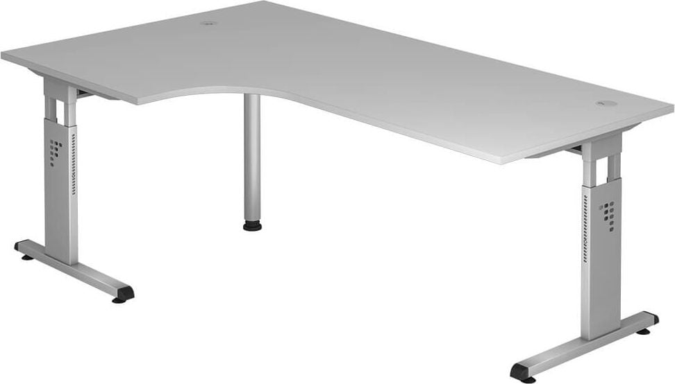 Winkelschreibtisch Hammerbacher OS82, 200x120cm (BxT), 65-85cm
Höhe, 90 Grad Winkel, C-Fuß, weiß