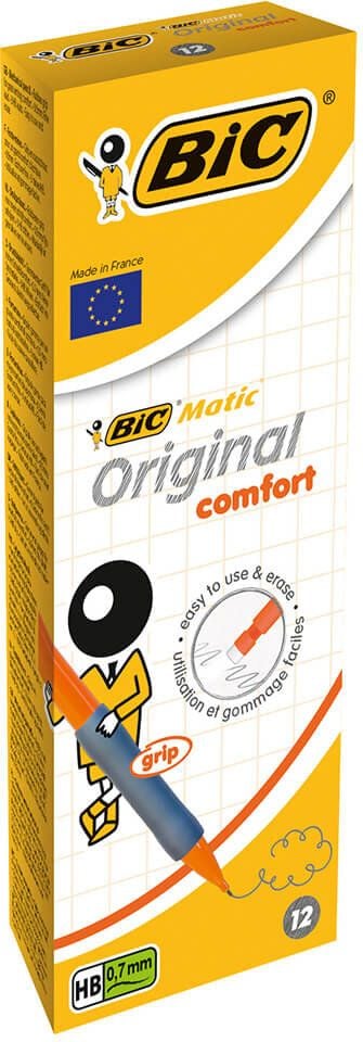 Druckbleistifte BIC Matic Comfort 890284, 0,7mm, HB, mit Radierer, Pack 12 Stück